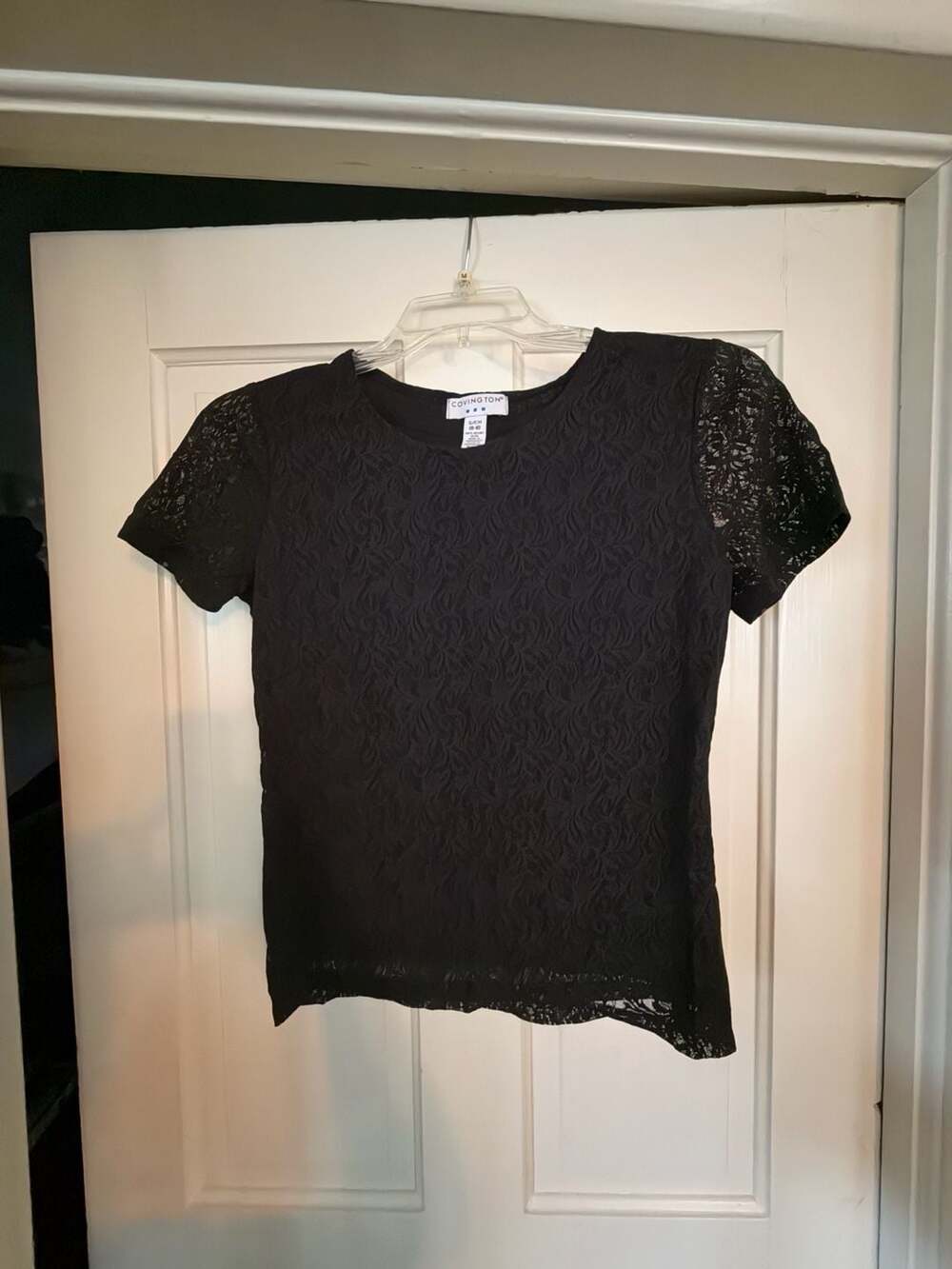 Covington Black Lace Short Sleeve Top Size S/CH (6-8)